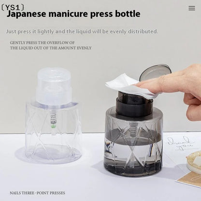 Refillable Lockable Pump Dispenser Bottle - Empty Press Container for Nail Cleaner, Makeup Remover & Personal Care