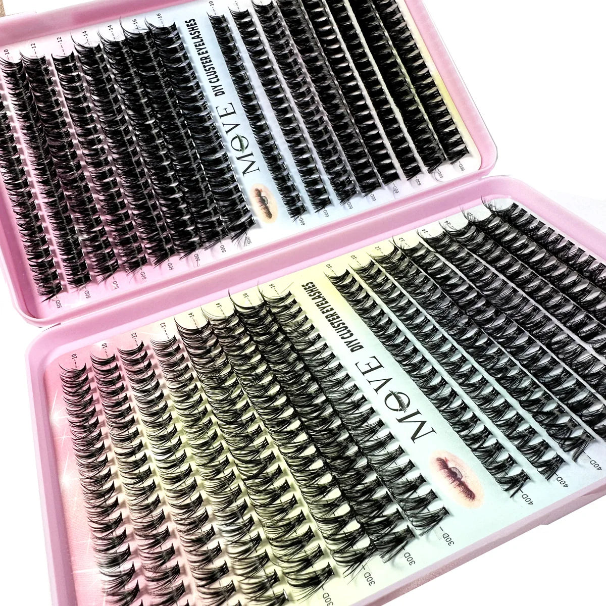 640 Cluster Lashes Kit 5D Fluffy Volume Eyelash Extension Set – Faux Mink Mixed Tray Thick Lash Makeup Kit for Salon & DIY Use