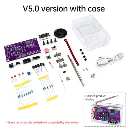 RDA5807S DIY FM Radio Kit - 87–108MHz Adjustable Frequency Digital Display Soldering Project for Electronics Practice