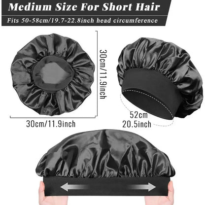 Soft Silk Satin Lined Bonnet – Large Satin Hair Wrap for Long Hair, Sleep & Shower Cap, Salon Tool