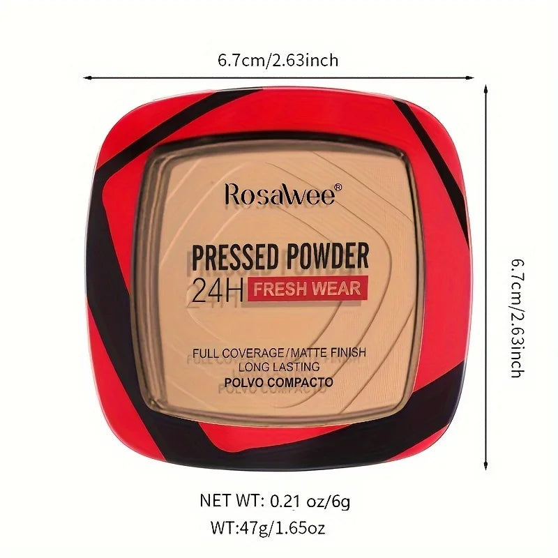 Full Coverage Pressed Powder Foundation with Puff – 24H Long Lasting Matte Oil Control Face Makeup for Smooth Flawless Finish