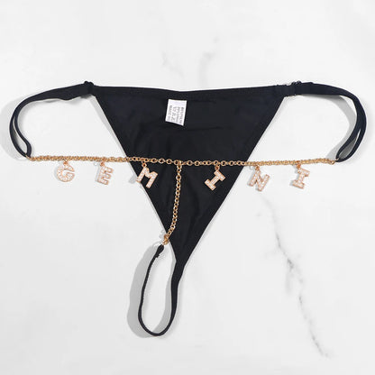 Custom Name Letter Women’s Thong Panties – Sexy Low Waist Adjustable Comfort Lingerie Underwear