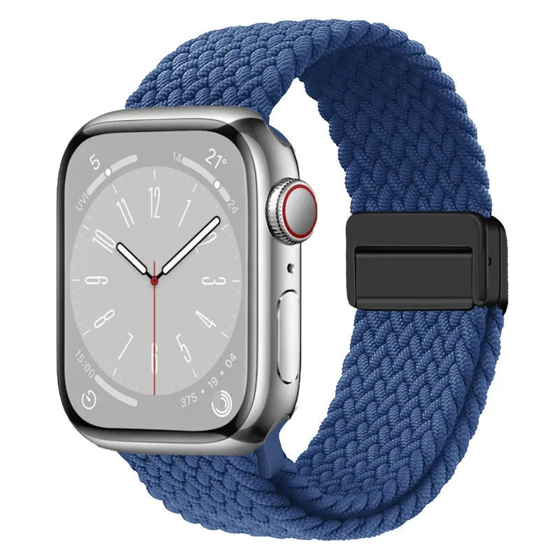 Nylon Braided Watch Band for Apple Watch – Compatible with Series SE, 3–10 & Ultra (38–49mm Adjustable Sport Strap)
