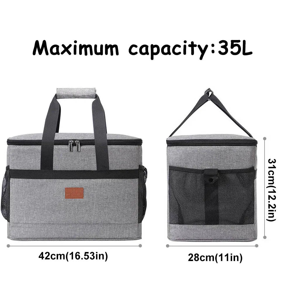 35L Large Insulated Cooler Bag – Portable Lunch Box Tote for Men and Women, Picnic, Camping, BBQ, and Outdoor Activities