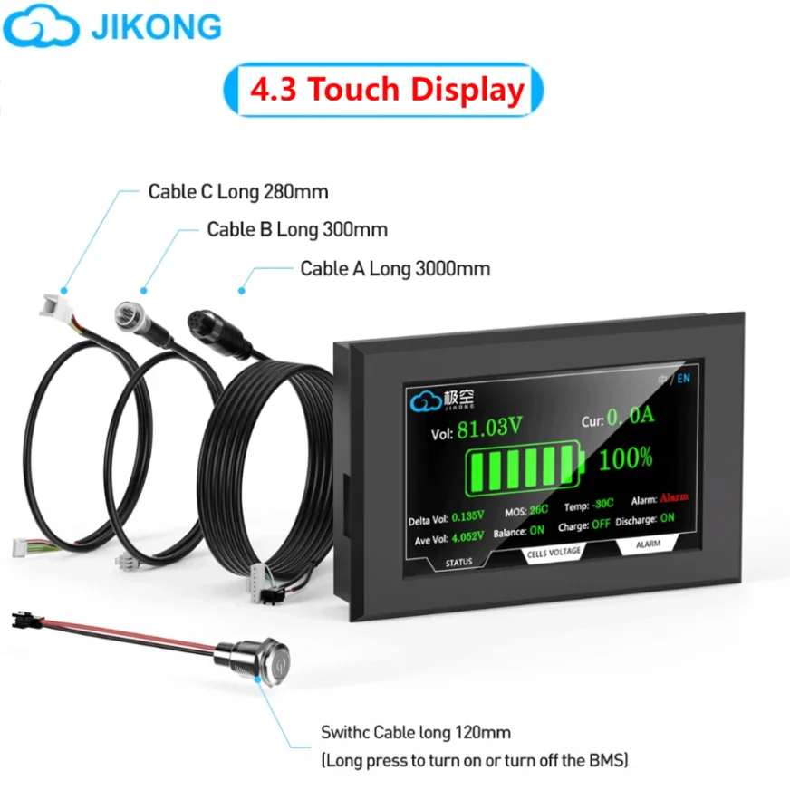 JIKONG BMS 3.2-Inch LCD Display - Intelligent Battery Level Monitor for JK BMS Systems