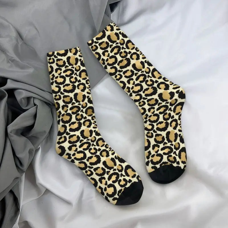 Custom Funny Leopard Print Socks – 3D Animal Cheetah Pattern Warm Sports Socks for Men & Women