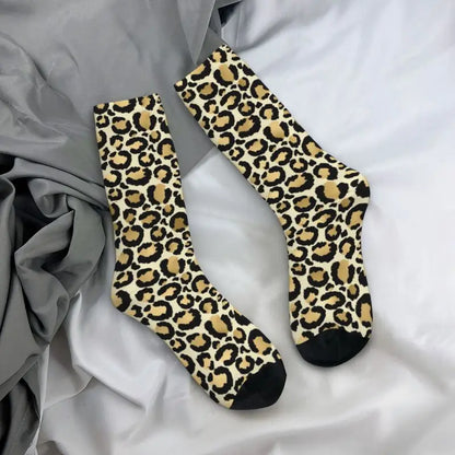 Custom Funny Leopard Print Socks – 3D Animal Cheetah Pattern Warm Sports Socks for Men & Women