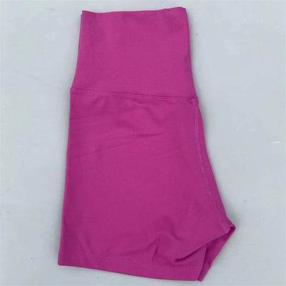 Women's High Waist Athletic Yoga Shorts – Solid Color Squat Proof Fitness Shorts for Running, Cycling & Training