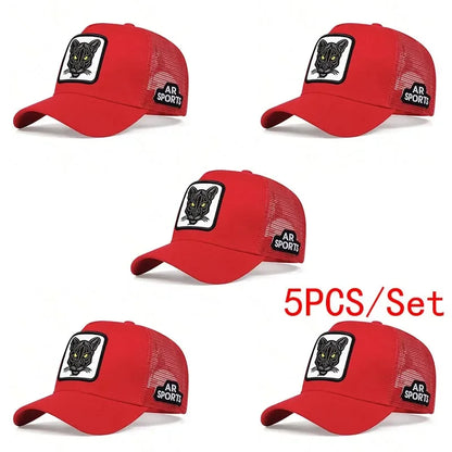 Panther Embroidery Baseball Cap - Unisex Adjustable Mesh Sun Protection Hat for Spring & Summer Outdoor Wear