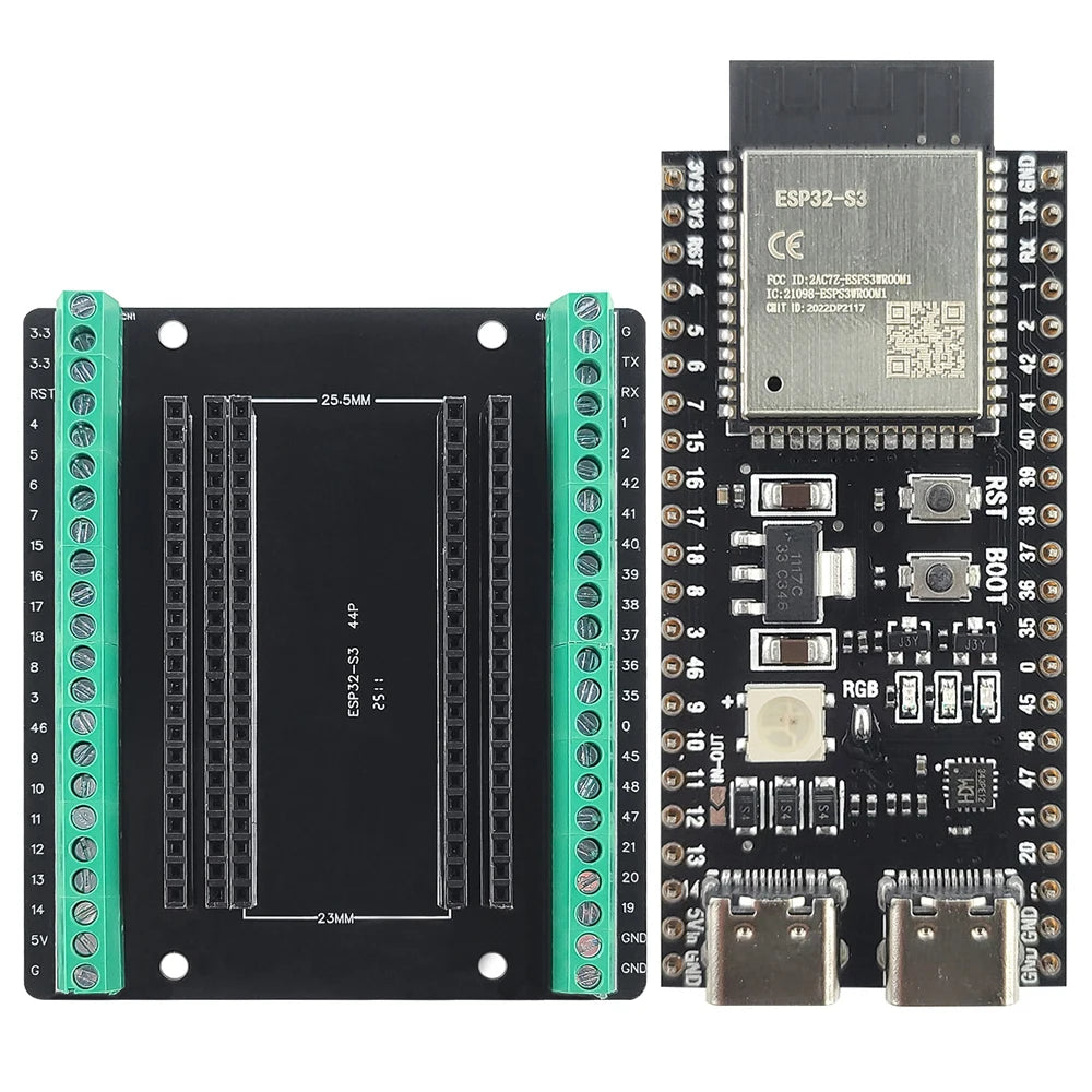 ESP32-S3 Development Board Kit – 2.4GHz WiFi & Bluetooth Module with Expansion Adapter, Type-C Interface (ESP32-S3-1 N8R2 N16R8 44-Pin)