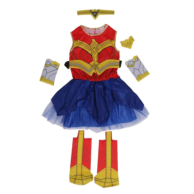 Deluxe Wonder Woman Anime Costume for Girls – Dawn of Justice Superhero Halloween Fancy Dress Cosplay