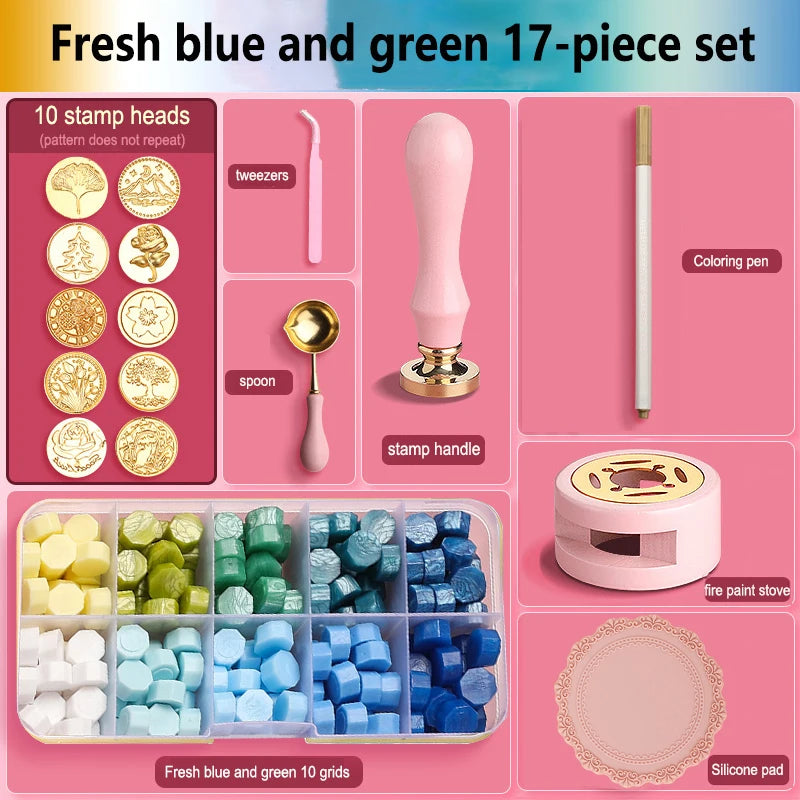Wax Seal Stamp Kit with Storage Box & Furnace - Craft Supplies for Christmas & Wedding Invitation Decoration