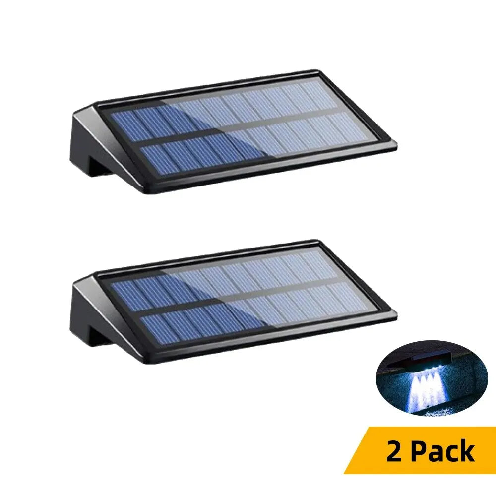 2 Pack Solar Wall Lights - 4 LED Waterproof Outdoor Fence, Deck & Pathway Lighting for Yard