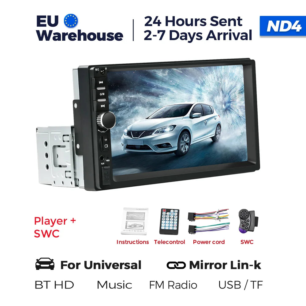 MEKEDE 1DIN MP5 Player — 7" HD Touchscreen Car Radio with USB, Bluetooth & TF Card for Universal Auto Multimedia