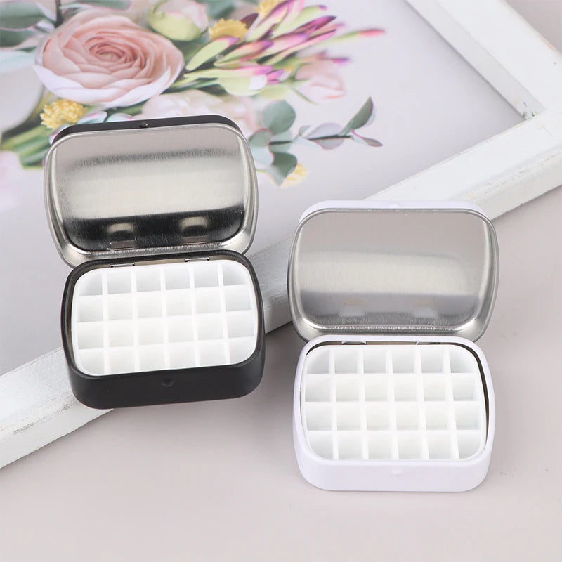 Portable Empty Watercolor Tin Box – 12/24 Grid Mini Paint Palette for Travel Painting & Art Supplies