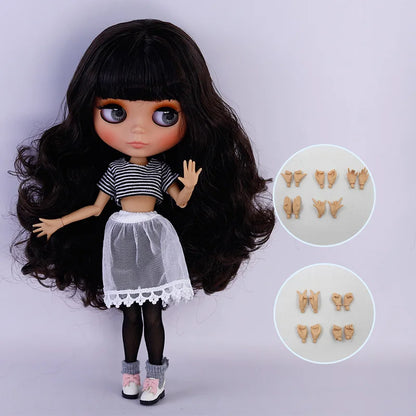 ICY DBS Blythe Doll – Tan Skin Matte Face with Eyebrows, 1/6 BJD Joint Body, Anime Christmas Gift