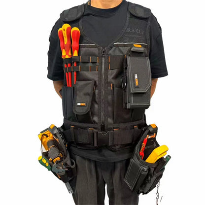 TOOLSTACK Heavy-Duty Work Vest - Multi-Pocket Breathable Adjustable Construction & Electrician Utility Vest