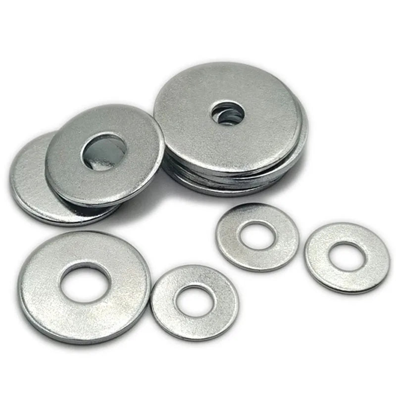 5-100PCS M2-M6 Flat Washers — Carbon Steel White Zinc Plated Washers