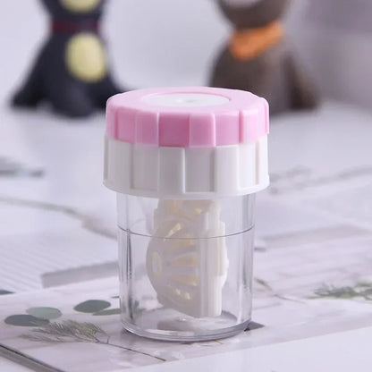 Manual Rotary Contact Lens Cleaner Case – Portable Lens Washing Tool & Storage Container Holder