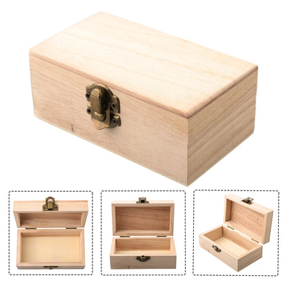 Wooden Jewelry Storage Box with Lid — Square Hinged Craft Box for DIY, Home Decor, and Mother's Day Gift