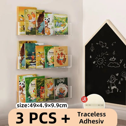 Acrylic Picture Book Display Stand – Wall Hanging Bookshelf for Children's Books, Magazines, and Storage Behind the Door