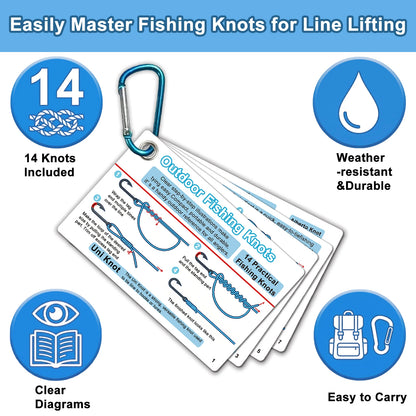 7-Piece Fishing Knot Guide Card Set - 14 Easy-to-Follow Knot Instructions for Beginner Anglers