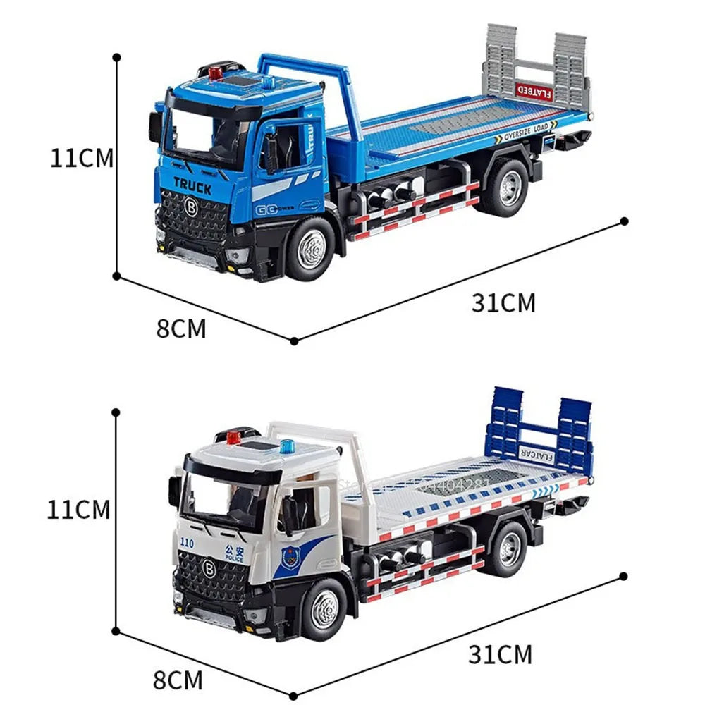 1:24 Electric Flatbed Cement Pump Truck Model — Diecast Alloy Toy with Sound & Light, Doors Open, Gift for Boys