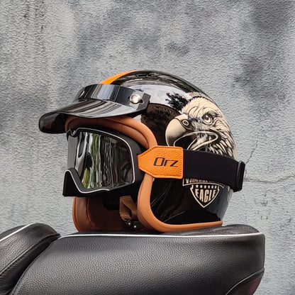 Retro 3/4 Semi-Open Motorcycle Helmet — Cross-Country Winter Riding Accessories