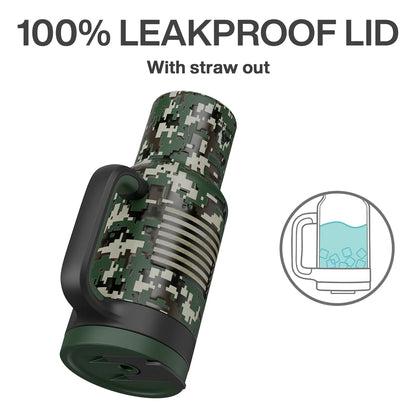 Powcan 40oz Stainless Steel Tumbler with Handle & Straw – Camouflage Prints, Leak-Proof Vacuum Travel Mug for Outdoors