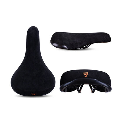 Funsea Bicycle Saddle - Black Wheelie Seat with Embroidered Logo, Flannelette Cover, 8mm Rail for Bikes