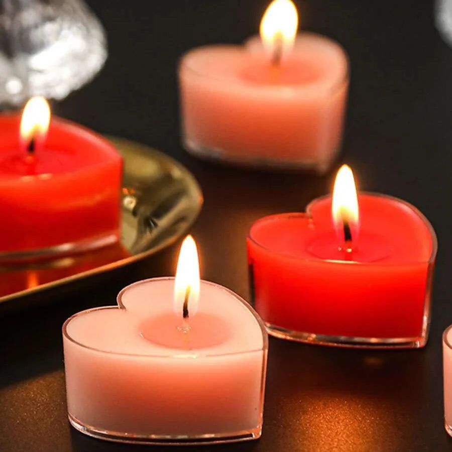 9pcs Heart-Shaped Scented Tea Candles – Valentine's Day Romantic Love Candles for Proposals, Weddings, & Anniversaries