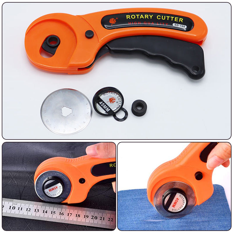 45mm Rotary Cutter Set – Ergonomic Leather & Fabric Cutting Tool for DIY Sewing, Quilting & Craft Projects