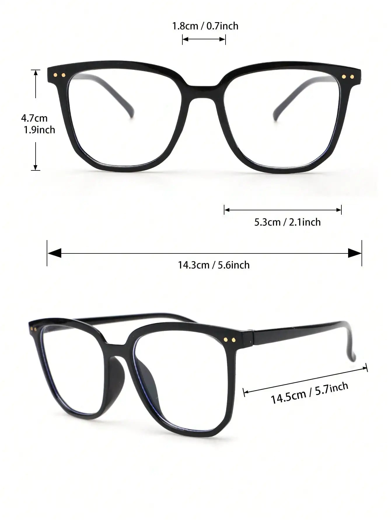 2PCS Classic Square Frame Glasses for Women & Men – Daily Life Eyewear & Clothing Accessories