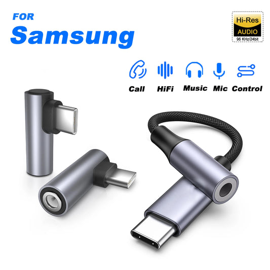 USB-C to 3.5mm Audio Adapter – Type-C to Headphone Jack with 24bit/96kHz HiFi DAC for Galaxy S23, S22, S21, S20