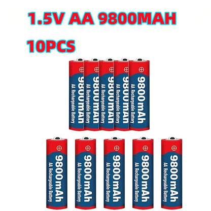 1.5V AA 9800mAh Rechargeable Battery – High-Quality Original AA for LED Lights, Toy Cameras, Microphones