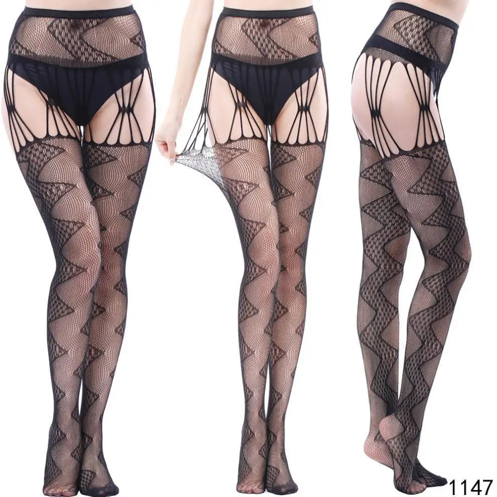 Women’s Gothic Bat Fishnet Stockings - Harajuku Emo Mesh Thigh High Tights with Sexy Alternative Lingerie Style