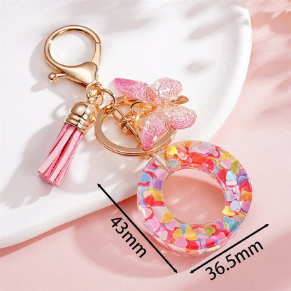 A-Z Letter Pendant Keychain - Tassel Key Ring Charm for Women & DIY Jewelry Making
