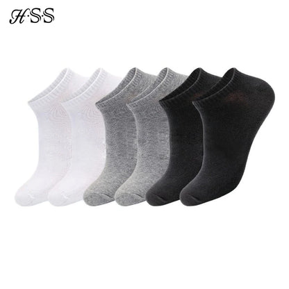 HSS Men’s 100% Cotton No Show Socks – Summer Thin Breathable Boat Socks, Black Short Socks Size 39-44 for Students