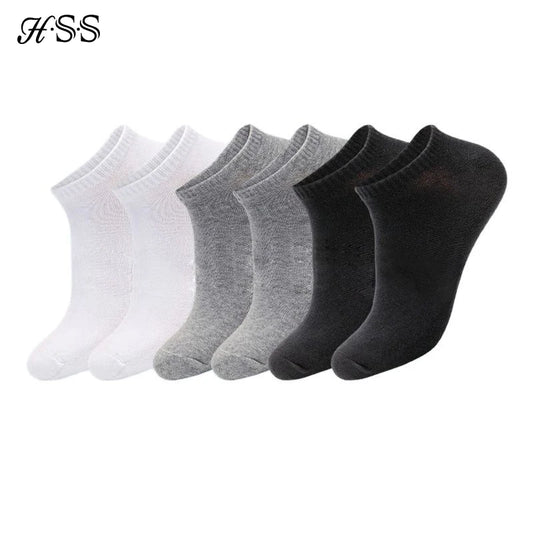 HSS Men’s 100% Cotton No Show Socks – Summer Thin Breathable Boat Socks, Black Short Socks Size 39-44 for Students