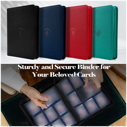 9-Pocket Zipper Card Binder - 360 Trading Card Holder Book, Premium PU Cover, Durable Side Loading Card Binder