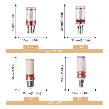 6pcs LED Corn Lamp - 3W/6W/9W/12W/15W 220V Strong Light, 3000K/4000K/6000K, E27/E14 Lamp Holder for Home Emergency Lighting