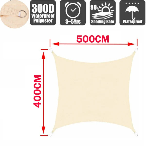 Outdoor Waterproof Sun Shade Sail – Rectangle Canvas Awning for Garden, Terrace, Pool & Car Sun-Shelter