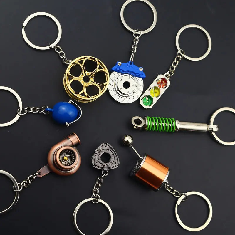 Creative Gear Head Keychain – Speed Gearbox & Turbo Hub Brake Disc Pendant for Car Keys, Shock Absorber Keyring
