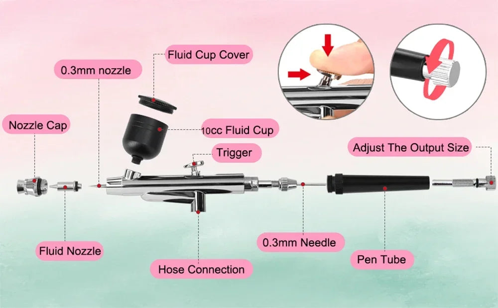 Portable Wireless Airbrush Kit — Handheld Electric Spray Gun with Compressor for Coloring, Tattoo, Graffiti & Model Painting