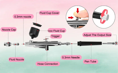 Portable Wireless Airbrush Kit — Handheld Electric Spray Gun with Compressor for Coloring, Tattoo, Graffiti & Model Painting