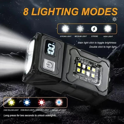 2/1pcs Portable Mini USB Rechargeable Flashlight — Super Bright LED Tail Magnet Torch with COB Emergency Light for Camping & Hiking