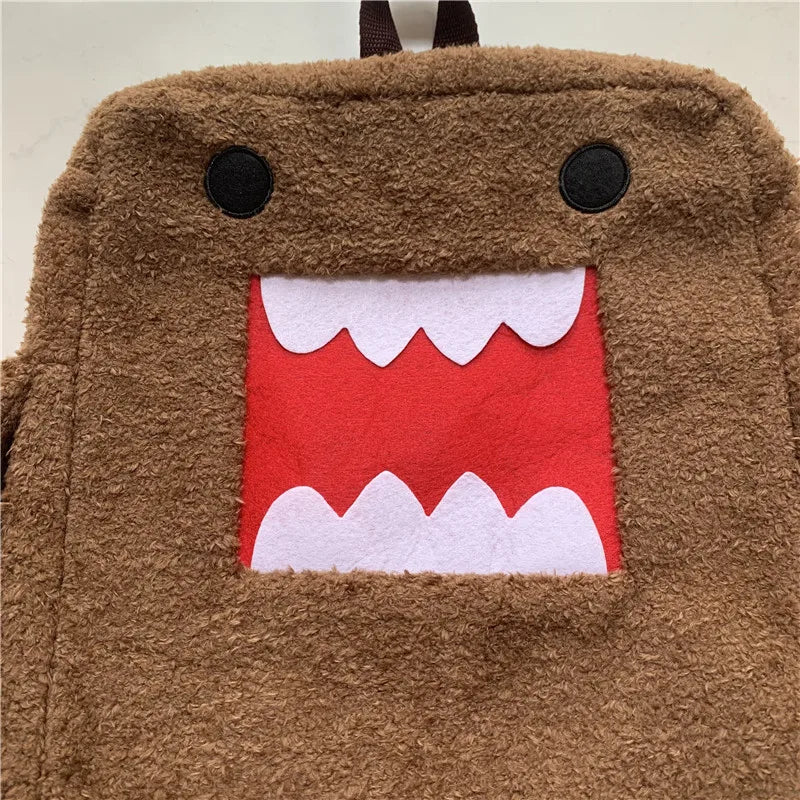 Kawaii Domo Kun Plush School Backpack – Anime Cartoon Bag for Kids & Adults