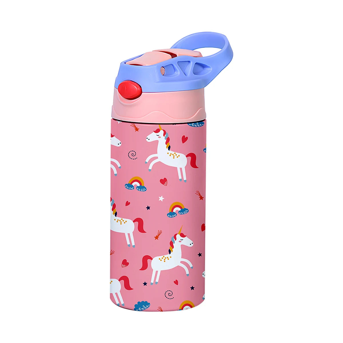 Cartoon Stainless Steel Insulated Cup — Animal Print Thermal Tumbler with Straw Lid, Bow Design Coffee Cup Gift