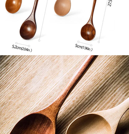 Long Wooden Spoons – Natural Coffee Stirring Rods & Tea Dessert Spoons for Soup Kitchen Tableware