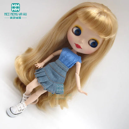 Blythe Doll Accessories Set – Fashion Sweatshirt, Shoe Covers & Sneakers for Blythe & Azone Dolls, Christmas Gift